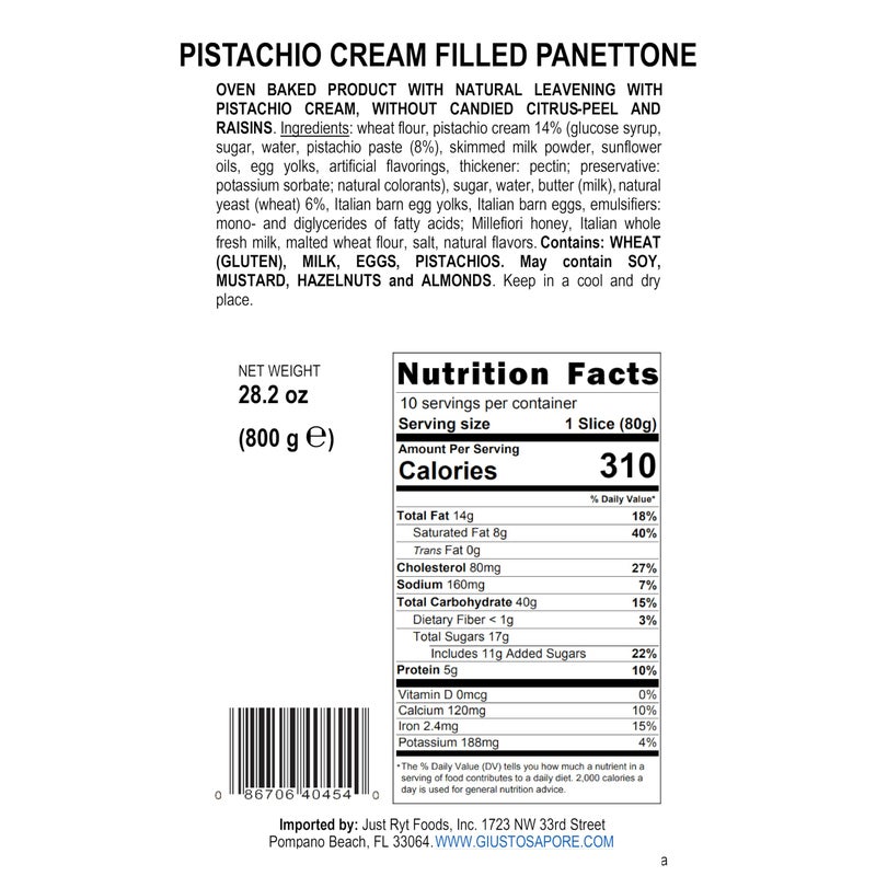 Giusto Sapore Authentic Italian Panettone Filled with Pistachio Cream - New and Imported from Italy, Family Owned - 28.21 oz - Image 4
